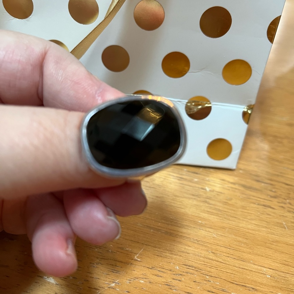 Black Onyx Multi-Faceted Oval Sterling Silver Ring